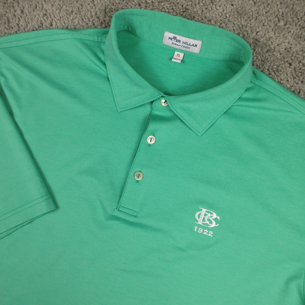 Peter Millar Summer Comfort Polo Shirt Men XL Green Brookville Country Club Golf